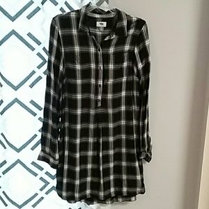 Old Navy Plaid Shirt Dress Sz Medium Tall